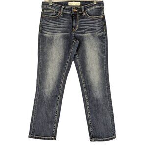 BKE Payton Jeans Blue Cropped Womens 26 Dark Wash Whiskered Distressed Denim